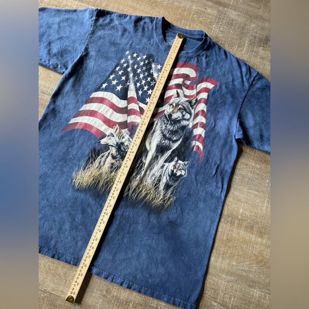 VTG The Mountain Shirt BUNDLE Mens XXL Blue Black Wolf American Flag Tie Dye USA - Picture 10 of 14